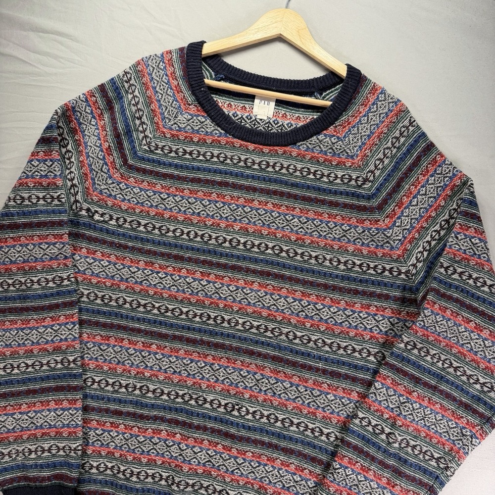 Gap Sweater Mens XL Multicolor Knit Merino Wool Blend Nordic Geometric Fair Isle